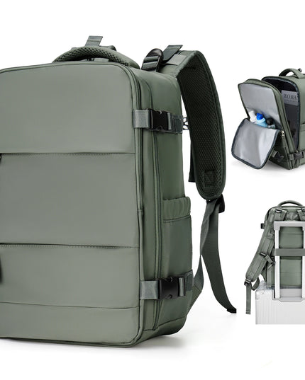 Grüner Handgepäck Rucksack 40x20x25 für Ryanair mit Laptopfach und Organizer