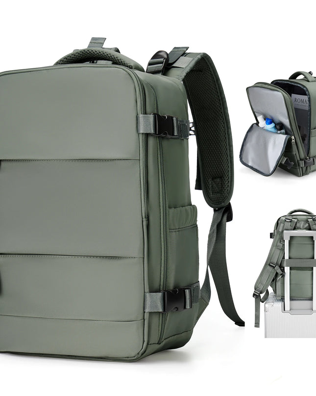 Grüner Handgepäck Rucksack 40x20x25 für Ryanair mit Laptopfach und Organizer