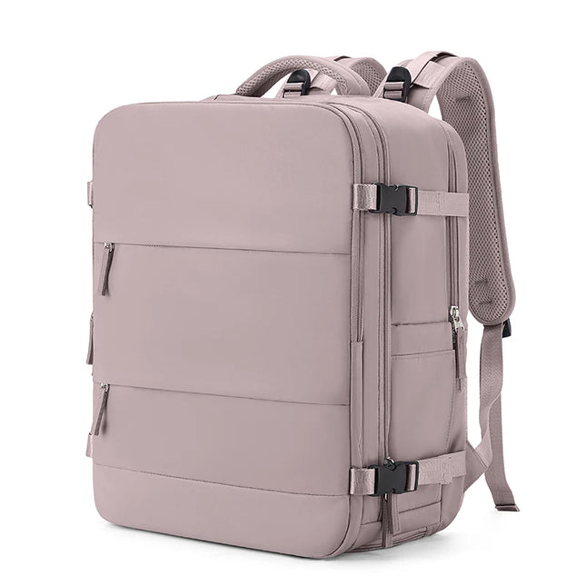 Pinker Handgepäck Rucksack mit viel Stauraum und praktischen Fächern für Reisen