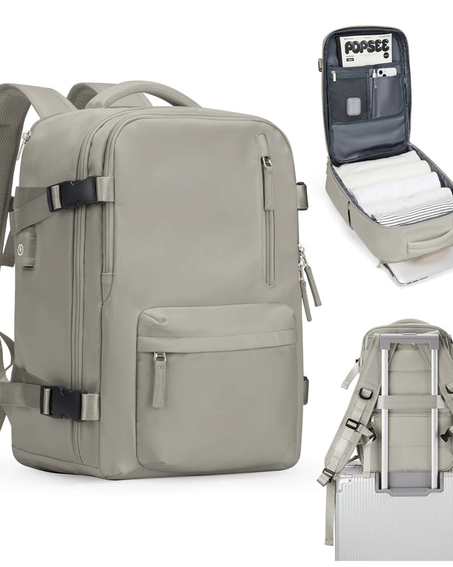 Handgepäck Rucksack Damen in Graubraun, ideal für Deine nächste Reise und als stylischer Begleiter.