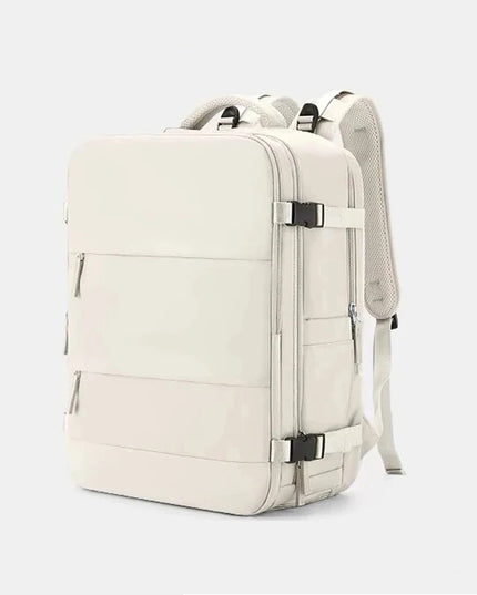 Unisex Reise Rucksack 20-35L in Cremeweiß als Handgepäck mit Laptopfach und Schuhfach