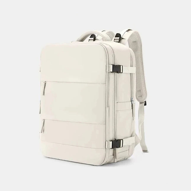 Unisex Reise Rucksack 20-35L in Cremeweiß als Handgepäck mit Laptopfach und Schuhfach