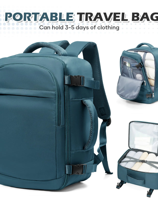 Handgepäck Rucksack 40x20x25 in Petrol, ideal für Reisen und Laptop-Transport, mit weichem Tragegriff