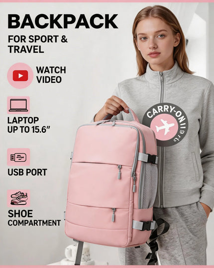 Handgepäck Rucksack 40L Pink mit Laptop- & Schuhfach