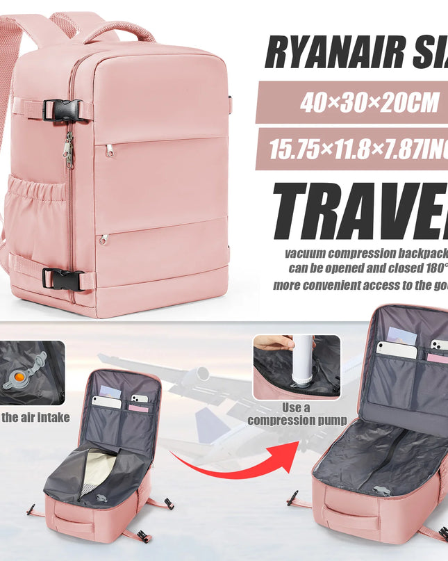 Pinker Handgepäck Rucksack mit 20-35 Liter Volumen, ideal als Reisebegleiter für Damen und Herren.