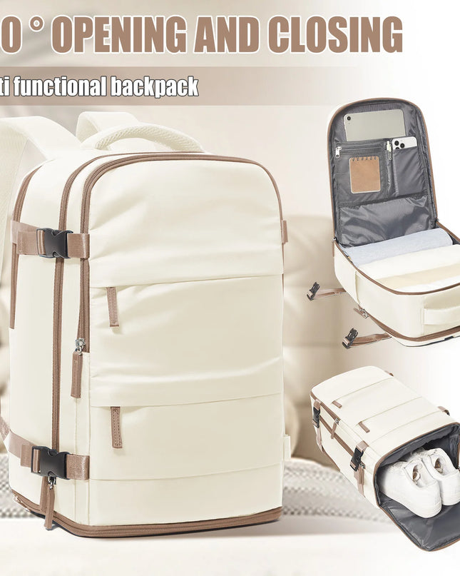 Flexibler Handgepäck Rucksack in Braun aus strapazierfähigem Nylon für deine nächste Reise