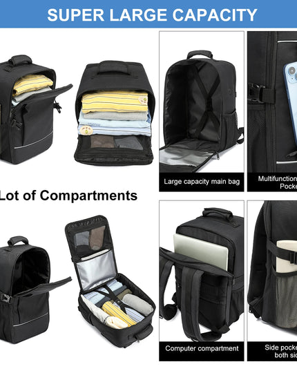 Handgepäck Rucksack 40x20x25 cm – Schwarz