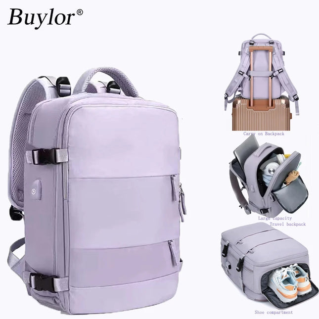Grüner Handgepäck Rucksack 20-35L für Flugreisen
