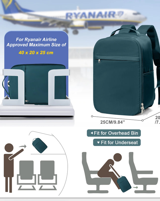 Schwarz: Dein Handgepäck Rucksack für Ryanair 20-35L