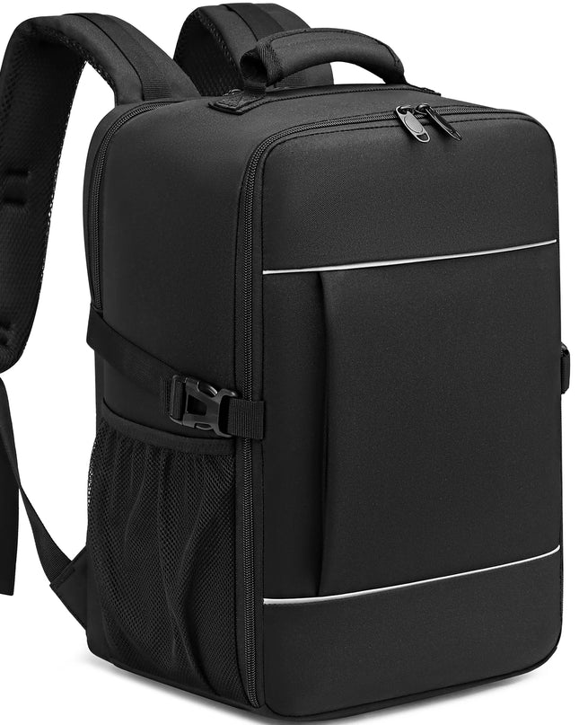 Schwarzer Handgepäck Rucksack 40x20x25 cm mit Laptopfach und reflektierenden Details