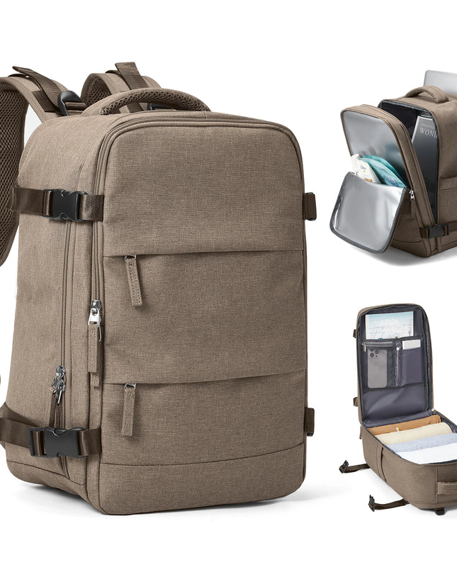 Khaki Handgepäck Rucksack 40x20x25 für Ryanair und Kurztrips, mit Laptopfach