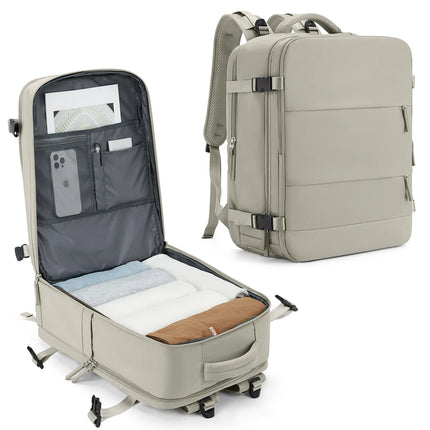 Handgepäck Rucksack in Braun 20-35L für Flugreisen mit Laptopfach und praktischen Fächern