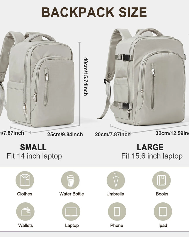 Brauner Handgepäck Rucksack für Reisen, mit Laptopfach und weichem Tragegriff