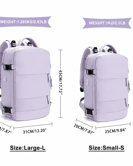 Lila Handgepäck Rucksack 20-35L für Flugreisen