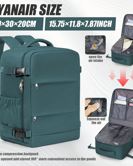Handgepäck Rucksack in der Farbe Petrol mit 20-35L Fassungsvermögen und Luftkissen-Tragesystem