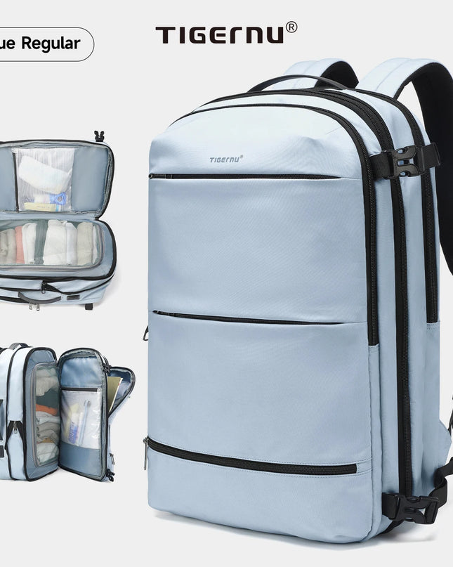 Blauer Tigernu Handgepäck Rucksack, erweiterbar von 36 auf 55 Liter, mit gepolsterten Schultergurten