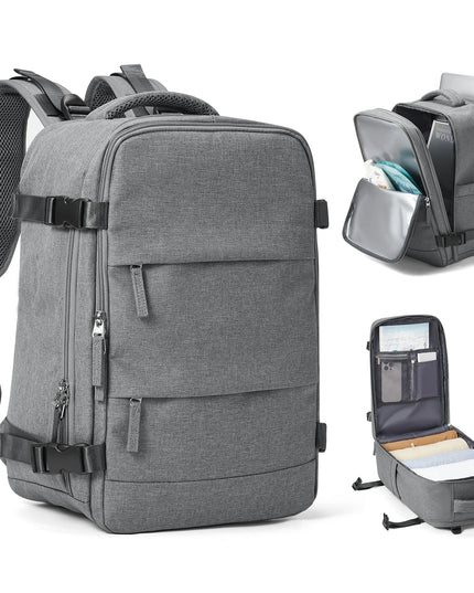 Grauer Handgepäck Rucksack 40x20x25 für Ryanair mit Laptopfach und vielen weiteren Fächern