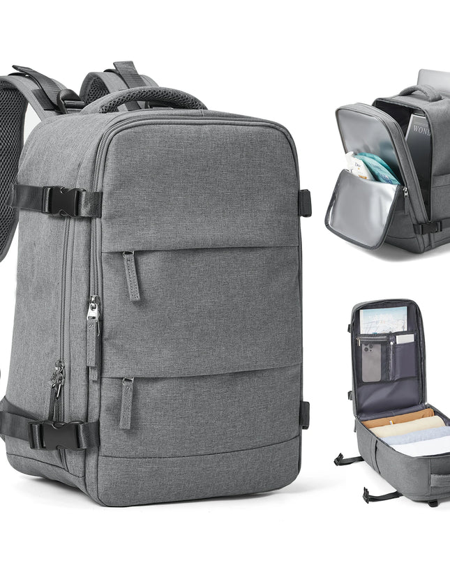 Grauer Handgepäck Rucksack 40x20x25 für Ryanair mit Laptopfach und vielen weiteren Fächern