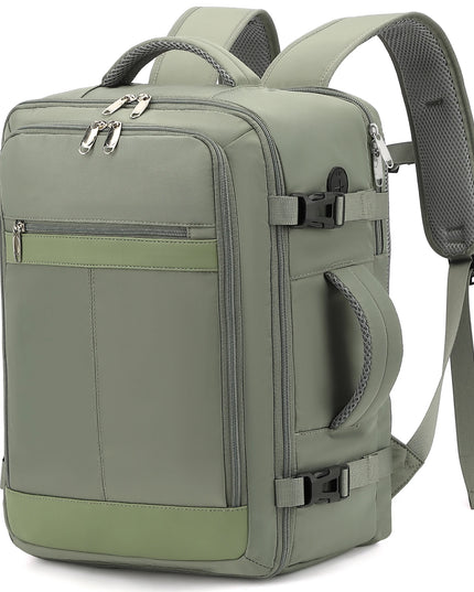 Kompakter olivgrüner Handgepäck Rucksack 24L für Damen und Herren, ideal für Reisen und Fluggepäck.