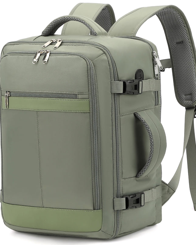 Kompakter olivgrüner Handgepäck Rucksack 24L für Damen und Herren, ideal für Reisen und Fluggepäck.