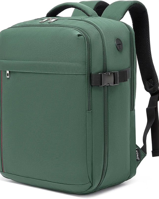 Grüner Handgepäck Rucksack 24L, ideal für Flugreisen mit Eurowings, mit Laptopfach und strapazierfähigem Material.