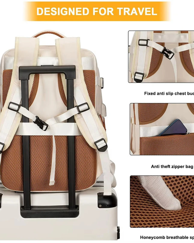 Beiger Handgepäck Rucksack 45x20x30 cm für EasyJet
