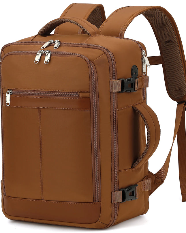 Handgepäck Rucksack in Kaffeebraun, kompakt und stilvoll für deine nächste Reise bereit