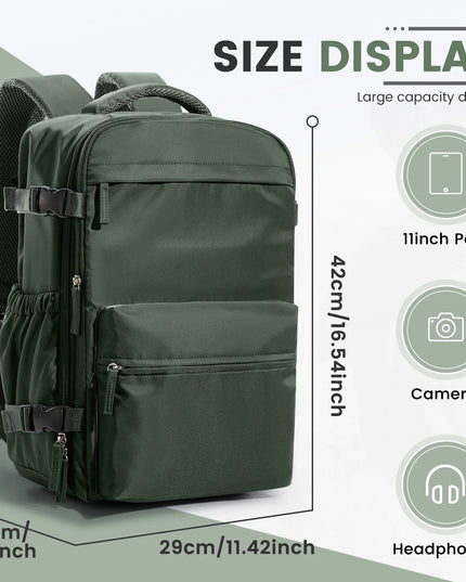 Grüner Handgepäck Rucksack, kompakter Reisebegleiter für Flugreisen