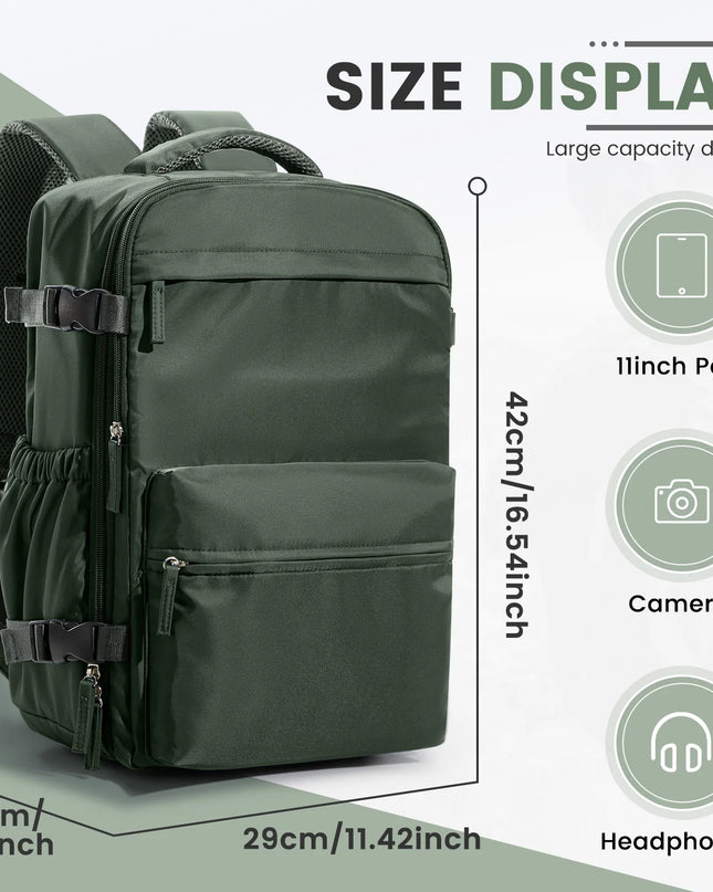Grüner Handgepäck Rucksack, kompakter Reisebegleiter für Flugreisen