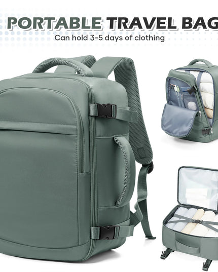 Grüner Handgepäck Rucksack 40x20x25 für Reisen & Laptop mit Air Cushion Belt Tragesystem