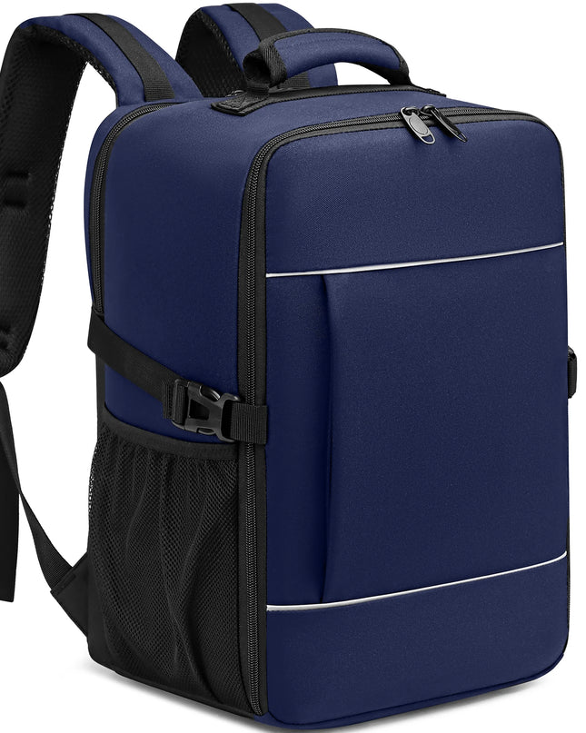 Blauer Handgepäck Rucksack 40x20x25 cm mit Laptopfach und reflektierenden Streifen für komfortables Reisen