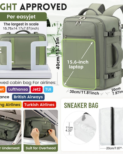 Handgepäck Rucksack 24L – Dein olivgrüner Begleiter