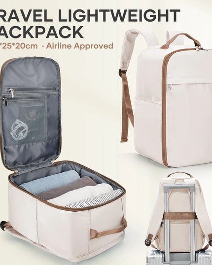 Handgepäck Rucksack in Braun, vielseitig für Ryanair und Reisen, mit Laptopfach und Organizer-Fächern