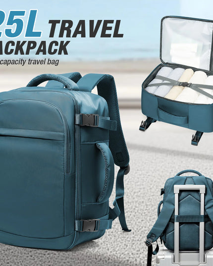 Handgepäck Rucksack in Petrol mit 20-35L Volumen, bereit für die nächste Reise