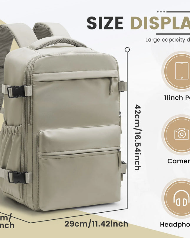 Brauner Handgepäck Rucksack mit gepolsterten Trägern und Außentasche, ideal für Reisen