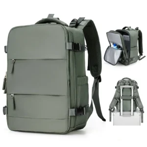Grüner Handgepäck Rucksack 40x20x25 für Ryanair mit Laptopfach und Organizer