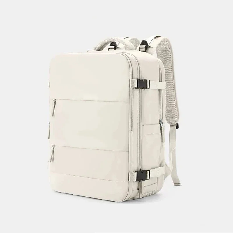 Unisex Reise Rucksack 20-35L in Cremeweiß als Handgepäck mit Laptopfach und Schuhfach