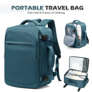 Handgepäck Rucksack 40x20x25 in Petrol, ideal für Reisen und Laptop-Transport, mit weichem Tragegriff