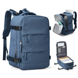 Blauer Handgepäck Rucksack 40x20x25 cm für Ryanair, mit Laptopfach und Fächern