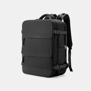 Eleganter Reise Rucksack in Schwarz, Modell BP-060-bS, mit 20-35L Volumen für Handgepäck und Laptopfach.