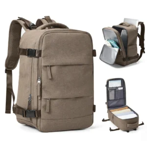Khaki Handgepäck Rucksack 40x20x25 für Ryanair und Kurztrips, mit Laptopfach