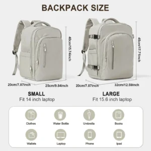 Brauner Handgepäck Rucksack für Reisen, mit Laptopfach und weichem Tragegriff
