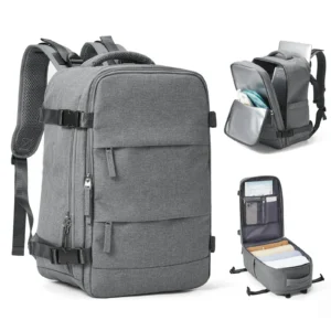 Grauer Handgepäck Rucksack 40x20x25 für Ryanair mit Laptopfach und vielen weiteren Fächern
