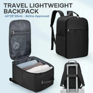 Schwarzer Handgepäck Rucksack 20-35L für Ryanair mit Laptopfach und Organizer