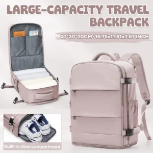 Rosa Handgepäck Rucksack, weiches Modell mit Reißverschluss und weichen Griffen, 20-35 Liter Volumen
