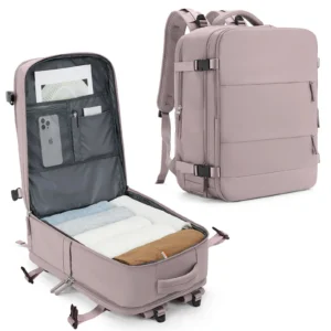 Pinker Handgepäck Rucksack für Flugreisen, mit gepolsterten Gurten und Laptopfach