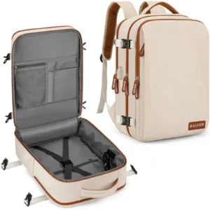 Beiger Handgepäck Rucksack 45x20x30 cm, perfekt für EasyJet, mit Laptop- und Schuhfach