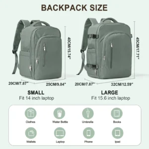 Dunkelgrüner Handgepäck Rucksack mit Laptopfach und vielen Fächern
