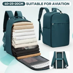 Handgepäck Rucksack in Petrol für Ryanair mit flexibler 20-35L Kapazität und praktischen Fächern.